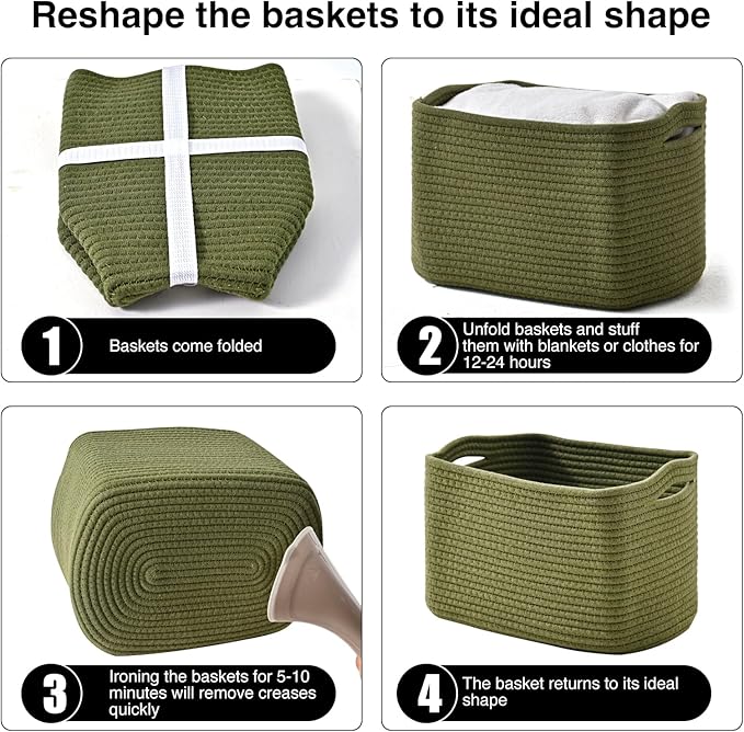 Storage Basket for Shelves, Small Baskets for Organizing, Woven Cotton Rope - Image 7