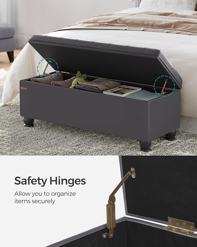 SONGMICS Storage Ottoman, Storage Bench, Tufted Entryway Bedroom Bench - Image 5