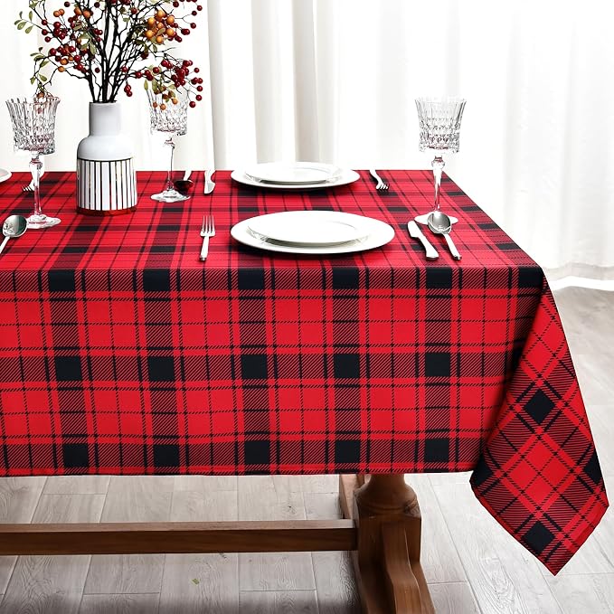 Waterproof Checkered Tablecloth Fabric by Essifunia