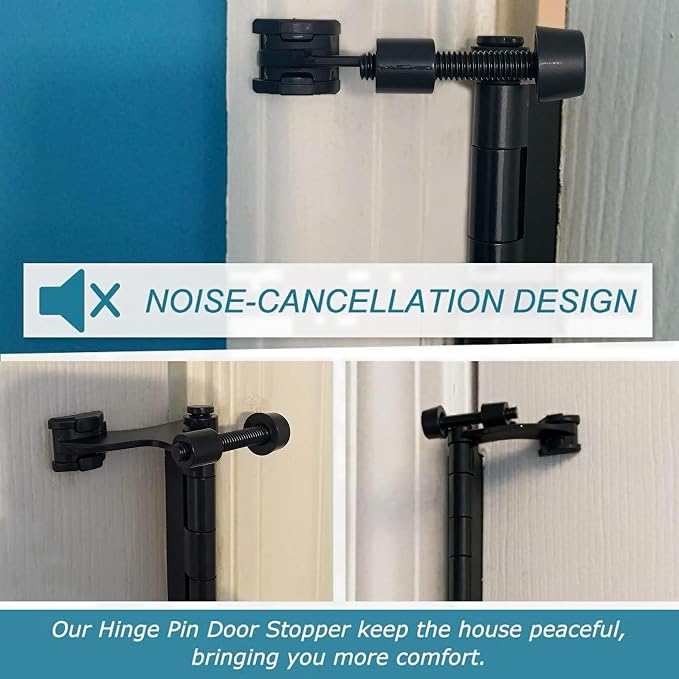 12 Pack Hinge Pin Black Door Stopper, Adjustable Heavy Duty Hinge Pin Door Stop - Image 5