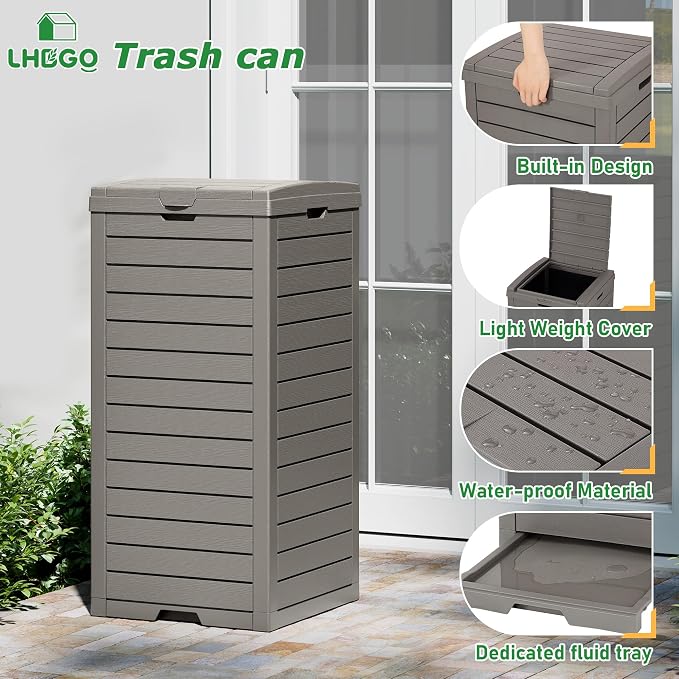 Outdoor Trash Can, 2 Set of 31 Gallon Garbage Can - Image 4