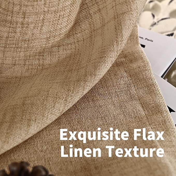 YoungsTex Burlap Linen Semi Sheer Curtains 72 Inch Length - Image 4