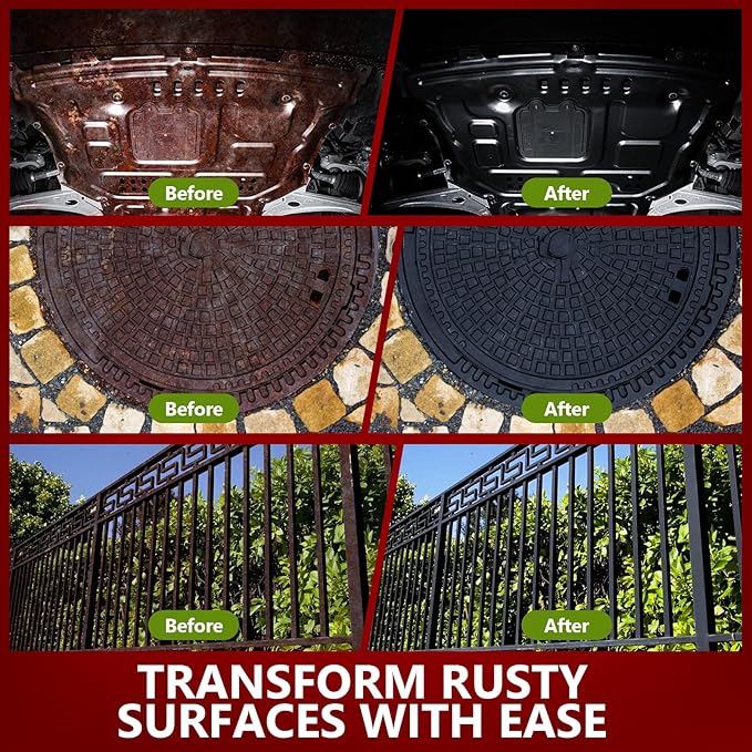4-in-1 Rust Converter & Metal Primer, 34 Fl Oz Black Rust Inhibitor Paint - Image 3