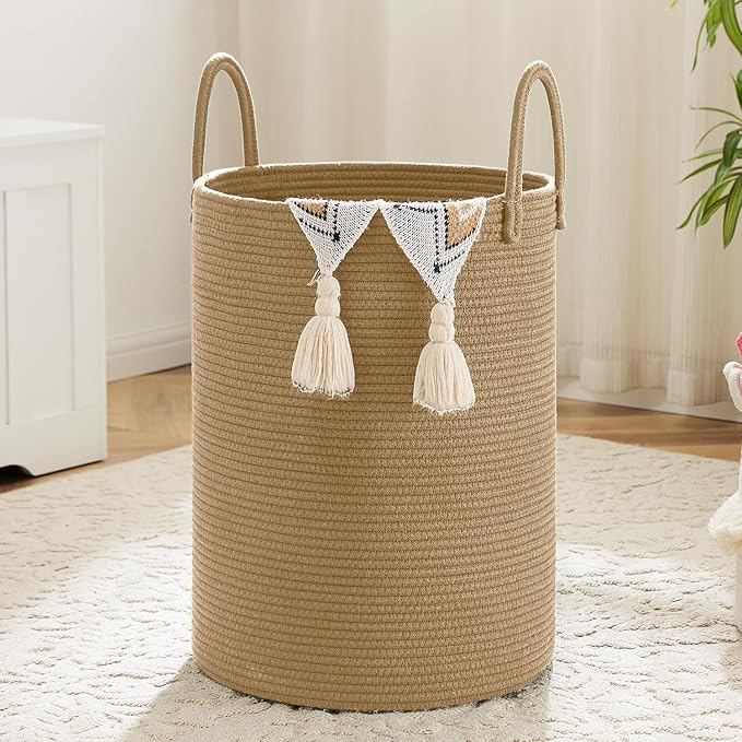 Laundry Basket, Woven Cotton Rope Laundry Hamper, 80L by Artfeel