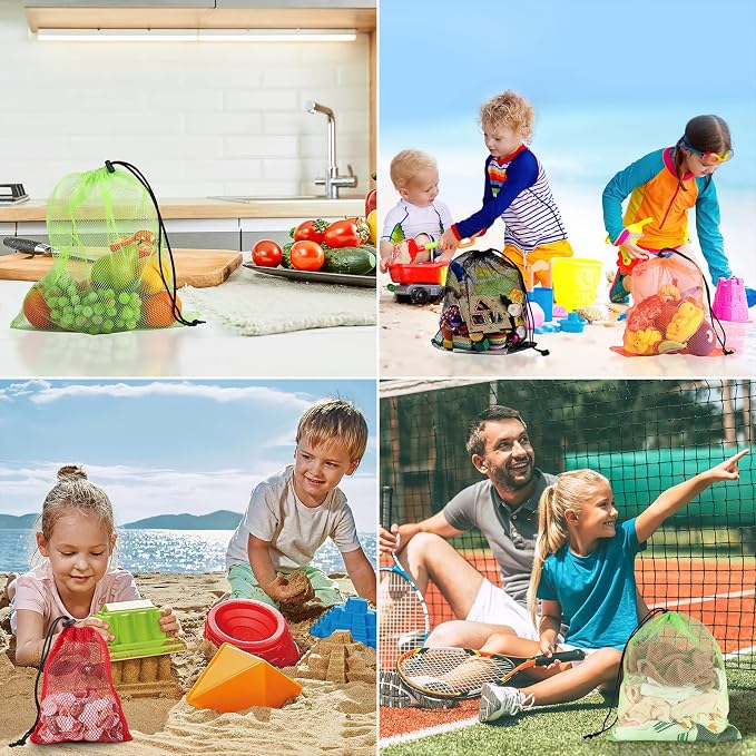 iMucci 12Pcs Mesh Bag 13"X15.5" Drawstring Gym Bag Nylon Mesh Drawstring Bag - Image 2