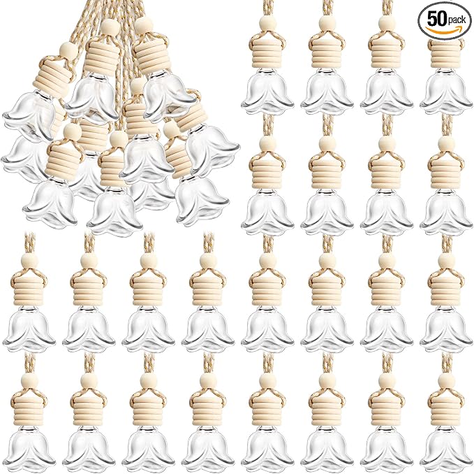 BBTO 50 Pcs Hanging Car Air Freshener Car Diffuser Bottles Empty Glass Perfume by BBTO
