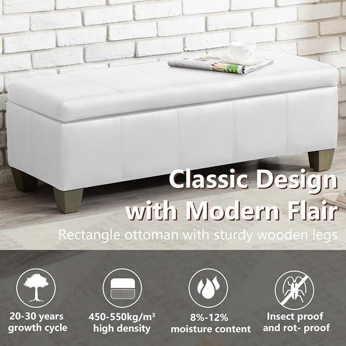 51 Inch Faux Leather Ottoman - Image 6