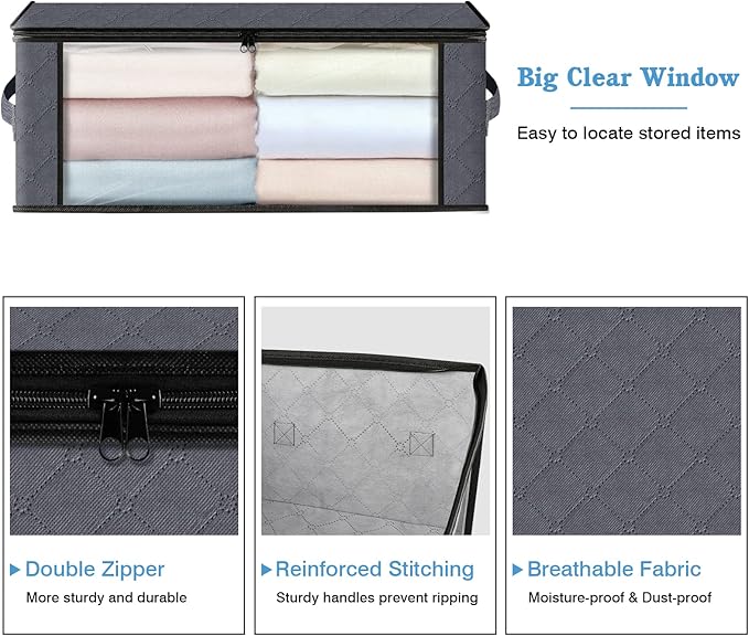 HomeHacks Storage 8-Pack Clothes Organizer Storage Bags Foldable Storage Box - Image 3