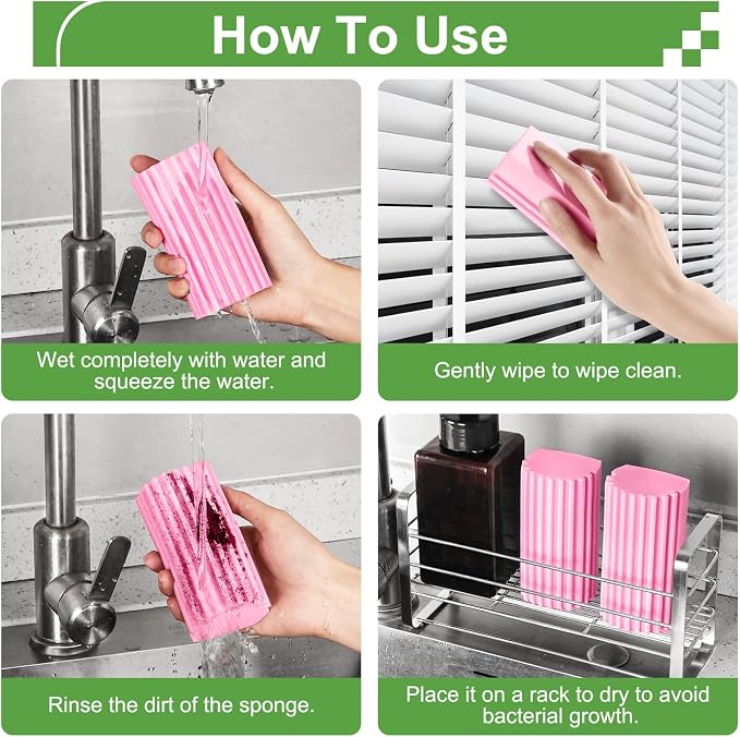 4-Pack Damp Clean Duster Sponge, Sponge Cleaning Brush, Duster - Image 3
