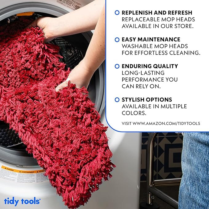36 Inch Red Commercial Dust Mop & Floor Sweeper – Wood Handle Floor Mop - Image 6