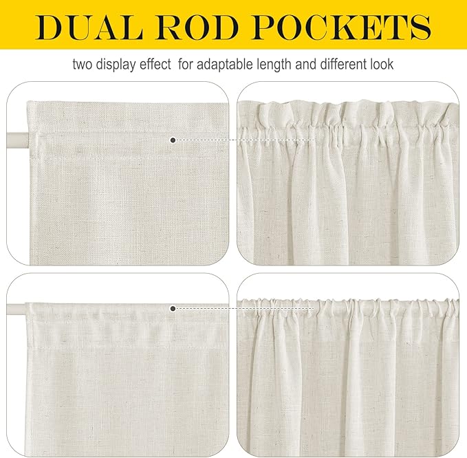 NICETOWN Linen Blend Small Window Curtains - Image 3