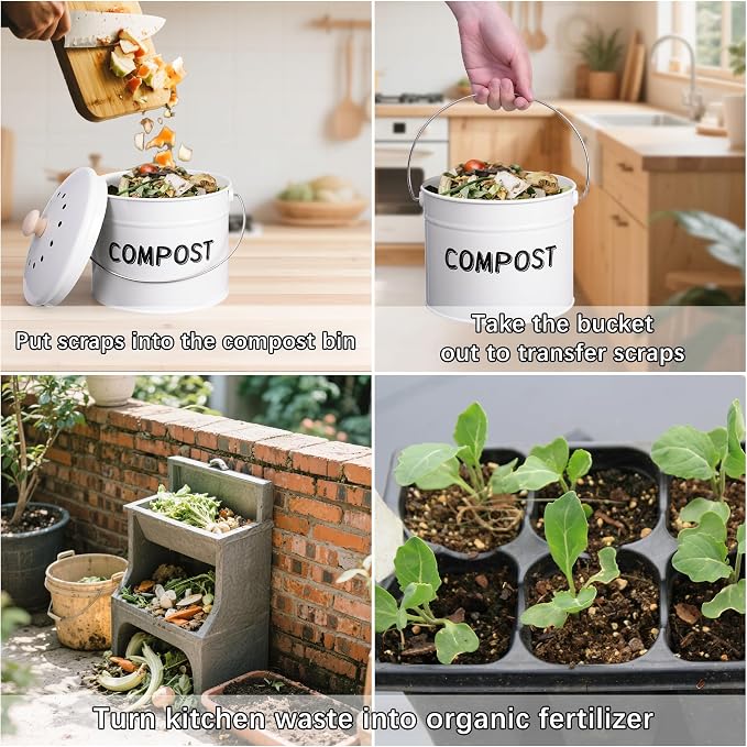 Compost Bin for Kitchen Counter, 1 Gallon Compost Bucket - Image 7
