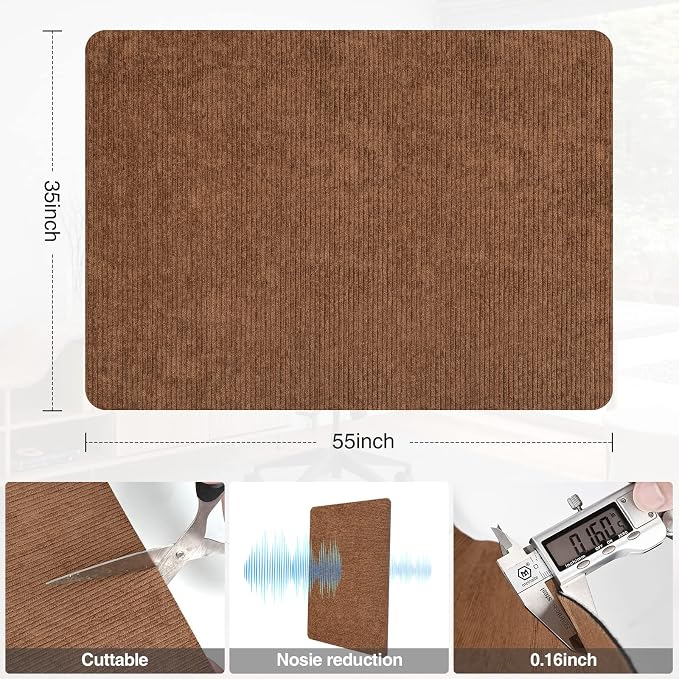 Placoot Desk Chair Mat for Hardwood Floor Corduroy Surface 1/6" Thick 55"x35" - Image 6