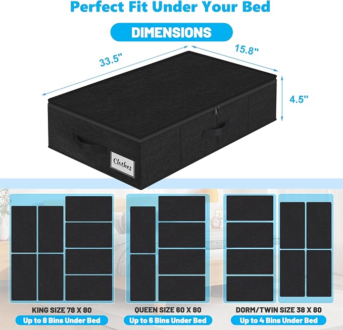 Under Bed Storage Container Bin 4 Pack, 4.5 Inch Slim Low Profile Underbed - Image 4