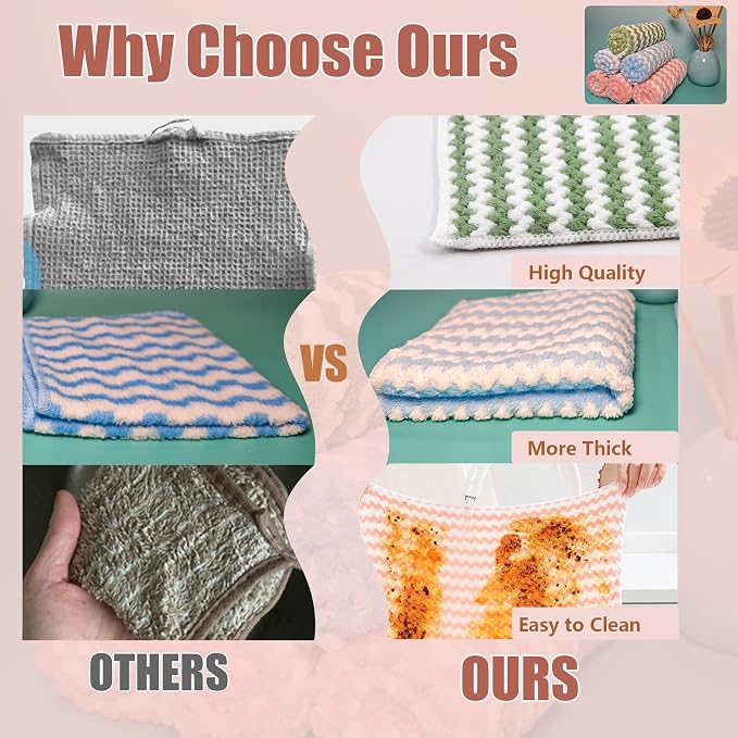 Microfiber Cleaning Cloth, 12 Pack 12"x12" Dish Towels - Image 5
