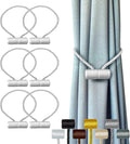 Hion Magnetic Curtain Tiebacks White 6 Pack, Curtain Tiebacks Buckles Holdbacks by Hion