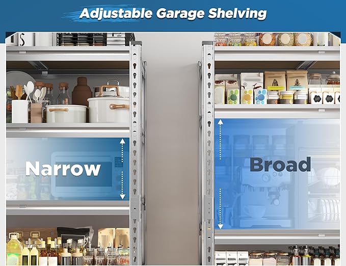 REIBII Garage Shelving, 5 Tier Storage Shelves Load 3020LBS, Adjustable Garage - Image 6