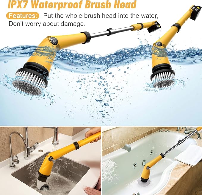 Qimedo Upgrade 1200 RPM Battery Electric Spin Scrubber, Highly Powerful - Image 6