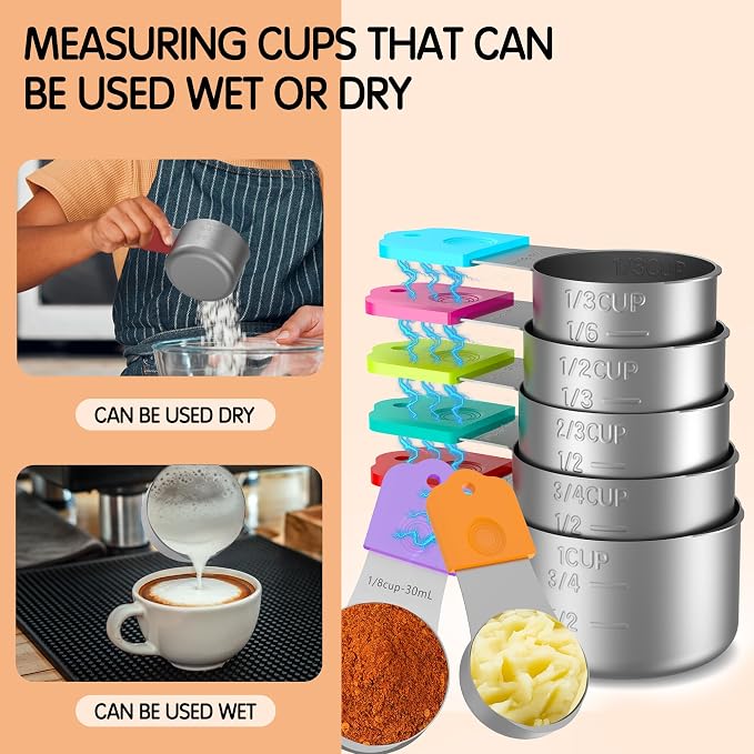 Magnetic Measuring Cups, 7 Stainless Steel Nesting Measuring Cup Set - Image 3