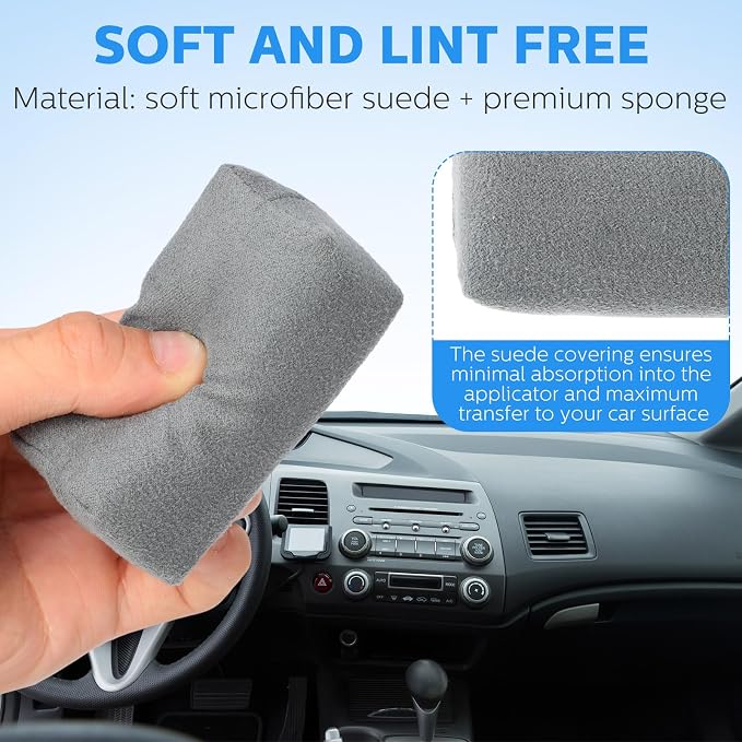 Riakrum 12 Pack Microfiber Applicator Pads Suede Car Detailing Sponge Ceramic - Image 5
