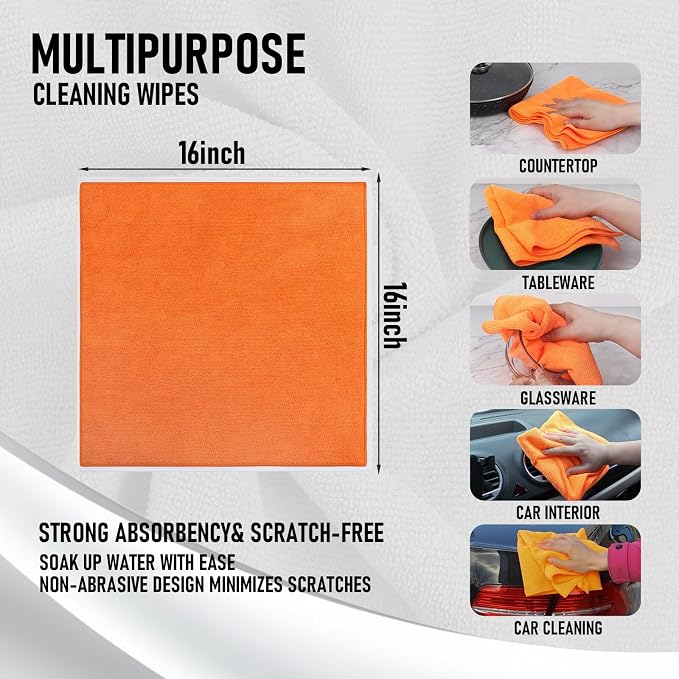 Tricol Clean Microfiber Cleaning Cloth, 12 Pack Ultra-Thick Cleaning Rags - Image 3