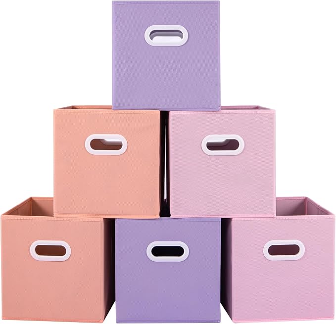 Stero Fabric Storage Cubes Bins, 13 inch Fun Colored Foldable Storage Baskets by Stero