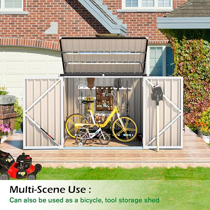 AECOJOY Outdoor Trash Can Storage Shed, 46 Cu.Ft White Trash Can Storage Shed - Image 5