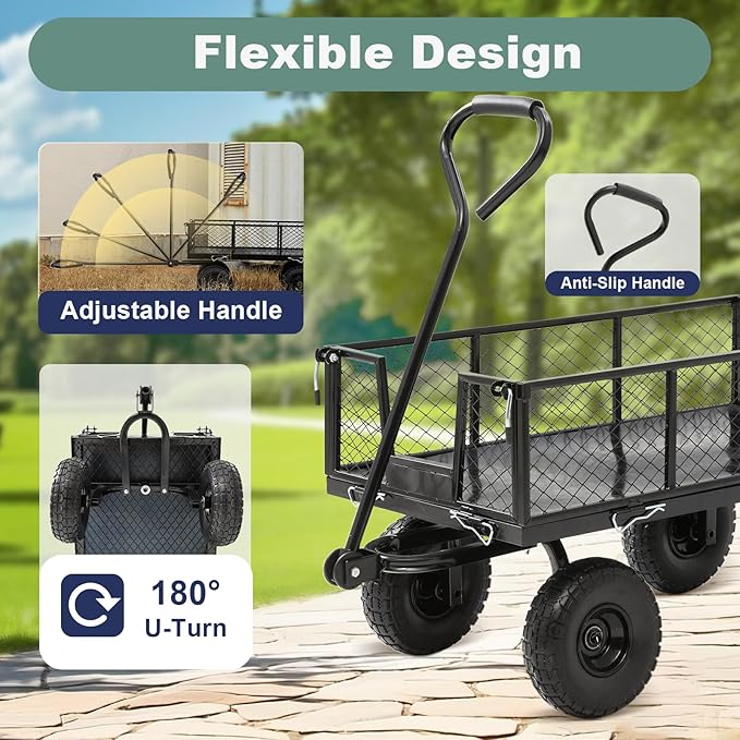 Garden Wagon Cart Heavy Duty 880 LBS Steel Utility Cart - Image 3
