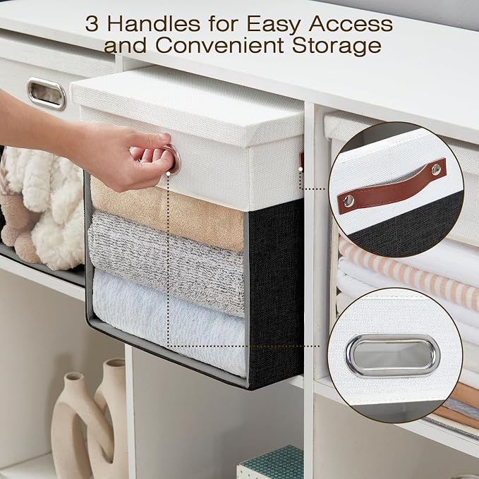 Fabric Storage Cubes with Clear Windows and Lids, Decorative Storage Boxes - Image 4