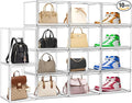 10 Pcs Clear Purse Storage Boxes, Plastic Shoe Boxes Stackable Acrylic Display by EDSFAM