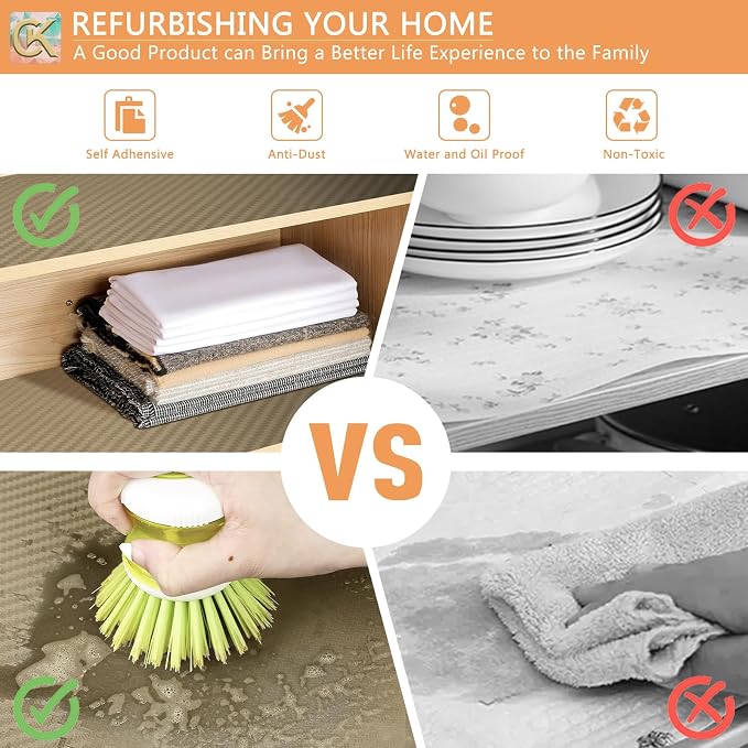 Self-Adhesive Shelf Liner Kitchen Liner, Waterproof Backed Paper Easy Peel and - Image 4