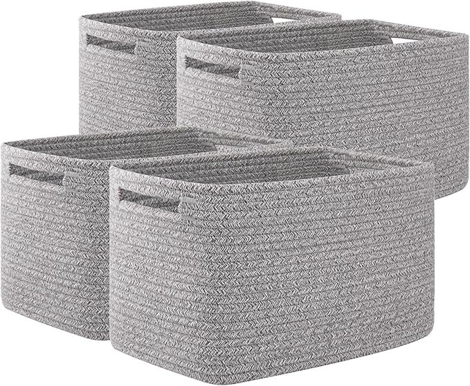 OIAHOMY 4 Pack Storage Baskets for Organizing, Cube Storage Bins for Shelves by MasterofSpaceOptimization