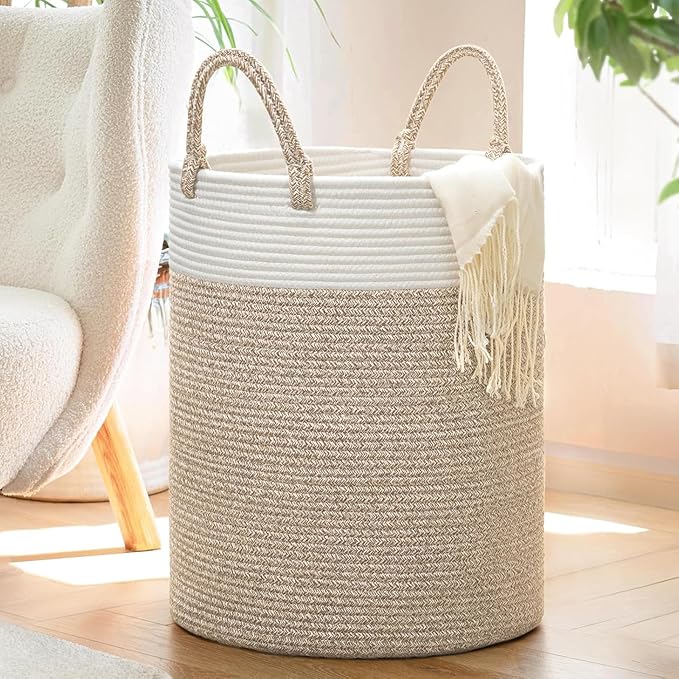 INDRESSME Tall Wicker Laundry Basket, Large Woven Clothes Hamper by INDRESSME