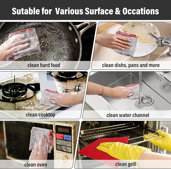 Dish Rags for Washing Dishes 8 Pack Multipurpose Wire Miracle Cleaning Coths - Image 5