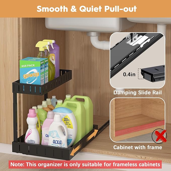 REALINN Under Sink Organizer, 2 Tier Expandable Under Cabinet Organizer - Image 4