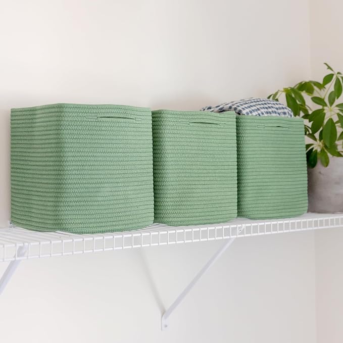 NaturalCozy Storage Cubes 11 Inch Cotton Rope Woven Baskets - Image 9