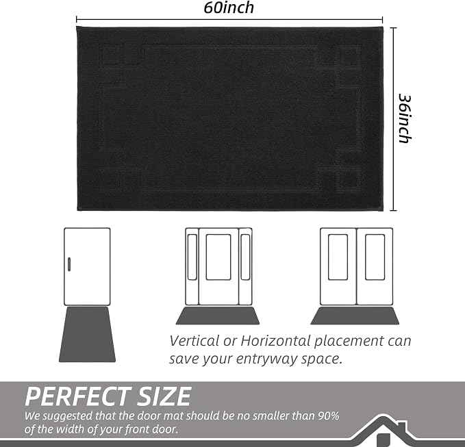 BEQHAUSE Door Mat 36" x 60", Non-Slip Door Mats Indoor Entryway Rugs Washable - Image 2