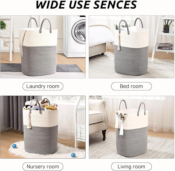 Woven Laundry Basket for Clothes, 50L Large Rectangle Laundry Hampers - Image 7