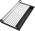 JASIWAY Roll Up Dish Drying Rack, Expandable Stainless Steel Portable Over The by JASIWAY
