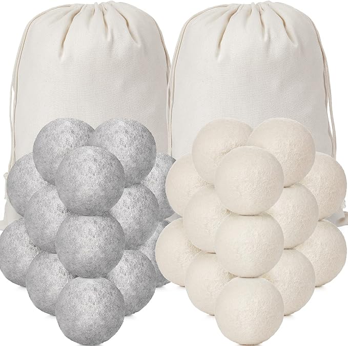 Roowest 56 Pieces Wool Dryer Balls Set 54 Reusable Wool Balls by Roowest