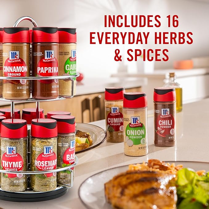 McCormick Spice Rack, Two Tier Chrome, Featuring 16 Herbs & Spices - Image 2