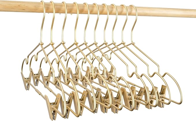 12.5" Gold Metal Baby Clothes Clips Hanger Children Kids Coat Hanger Display - Image 8