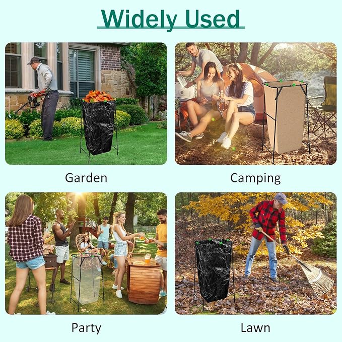 Foldable Trash Bag Holder Stand, Garden Garbage Bag Holder Frame Holds 30-55 - Image 7