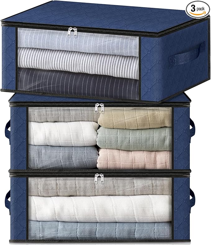 HomeHacks Storage 3-Pack Clothes Organizer Storage Bags Foldable Storage Box by HomeHacks