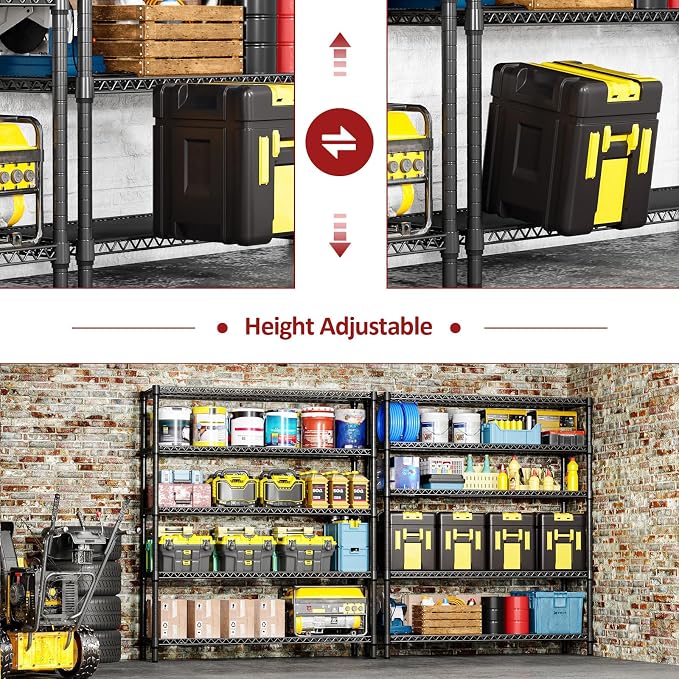 IZEUK 5-Tier Adjustable Heavy Duty Metal Storage Shelving Unit, Wide Utility - Image 6