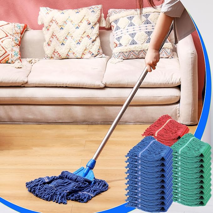 Roshtia 30 Pieces Commercial Mop Head Replacement Floor Cleaning Wet Mop Heads - Image 7