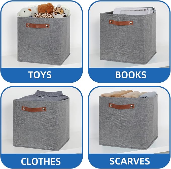 Temary 12x12 Storage Cube Bins 4 Pack Fabric Storage Cubes Storage Bins - Image 4