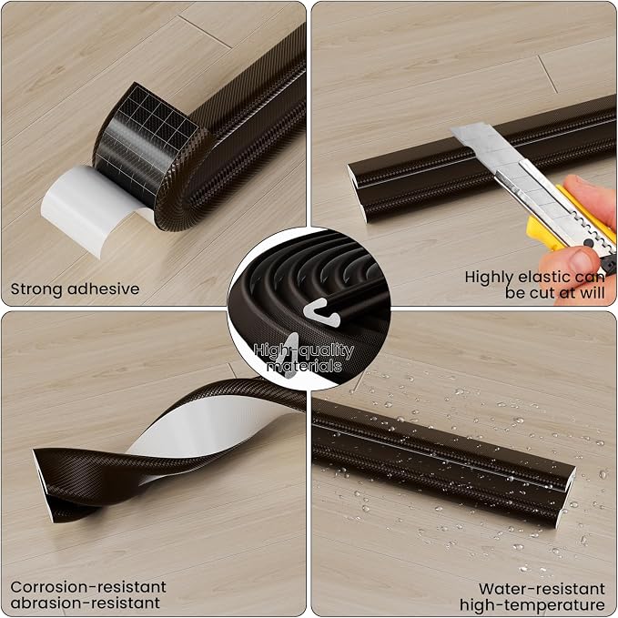 V Shape Foam Weather Stripping Door Frame Seal Strip 19.7FT Brown, Draft Stopper - Image 3