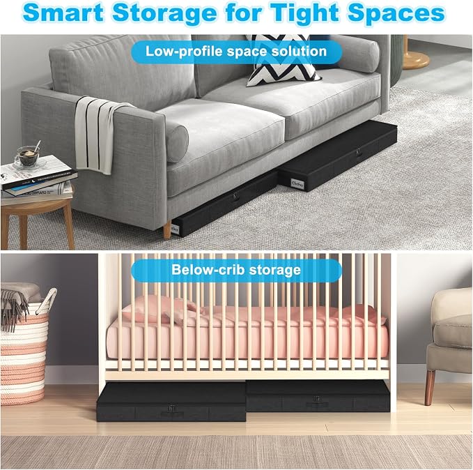 Under Bed Storage Container Bin 4 Pack, 4.5 Inch Slim Low Profile Underbed - Image 5