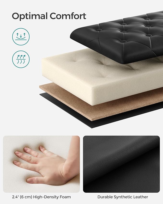 SONGMICS Storage Ottoman, Storage Bench, Tufted Entryway Bedroom Bench - Image 5